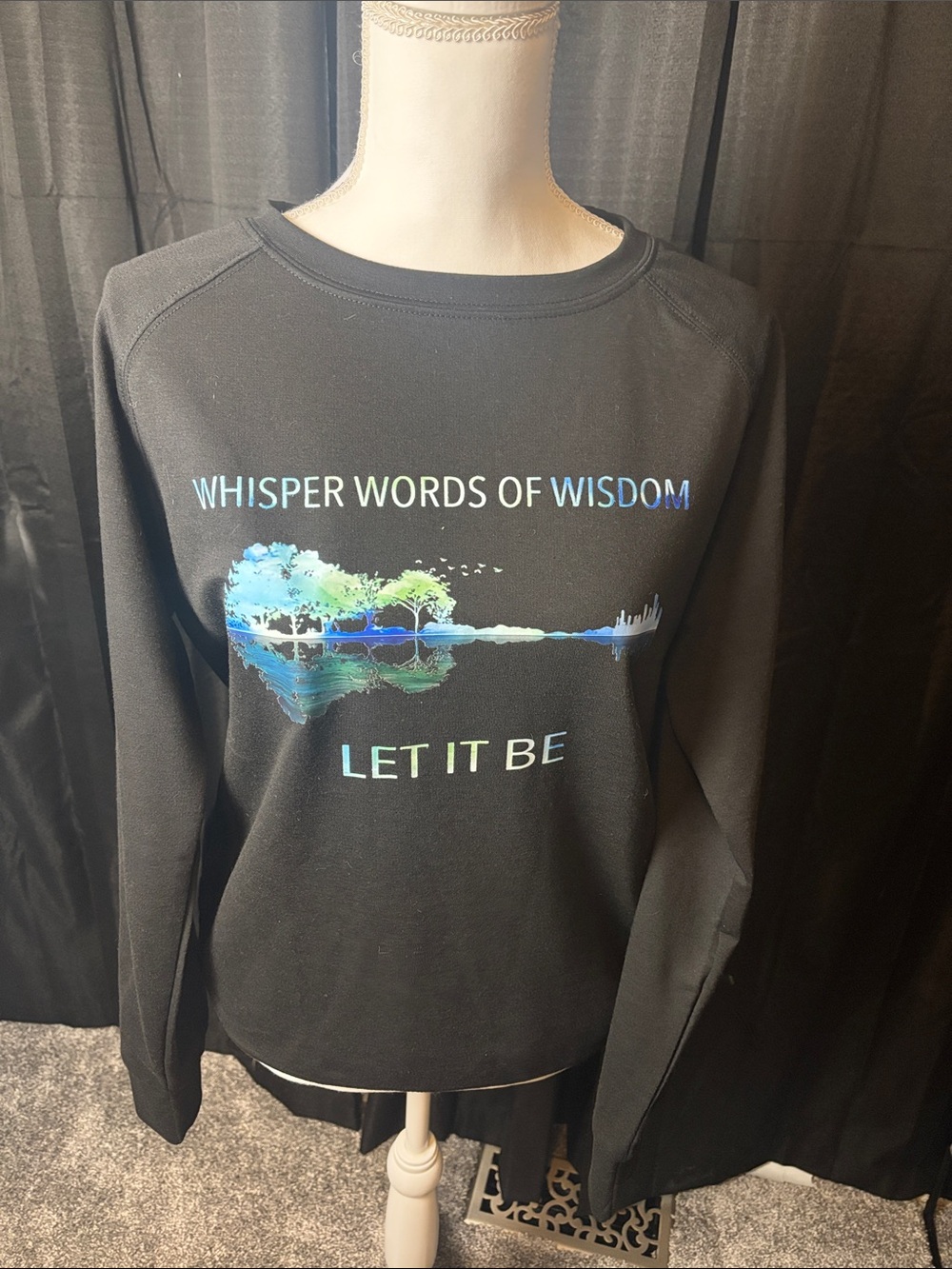 Black "Whisper Words of Wisdom" Graphic Sweatshirt - Let It Be